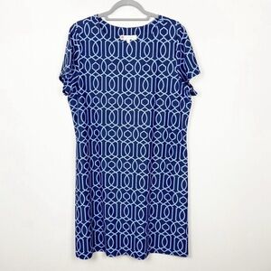 Jude Connally Blue Sheath Dress Casual Midi Crew Neck
